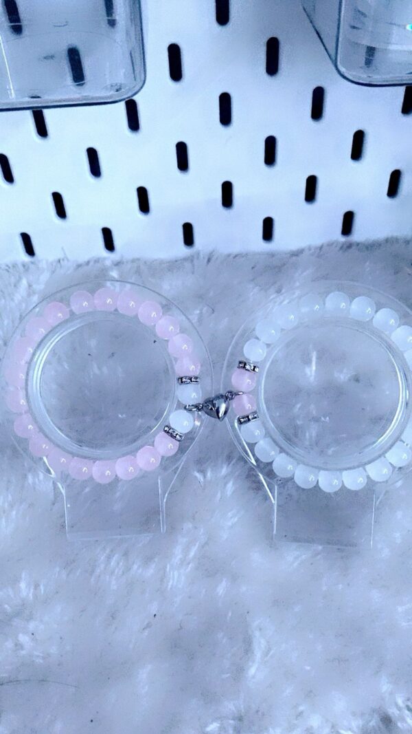 Pink and white matching bracelets